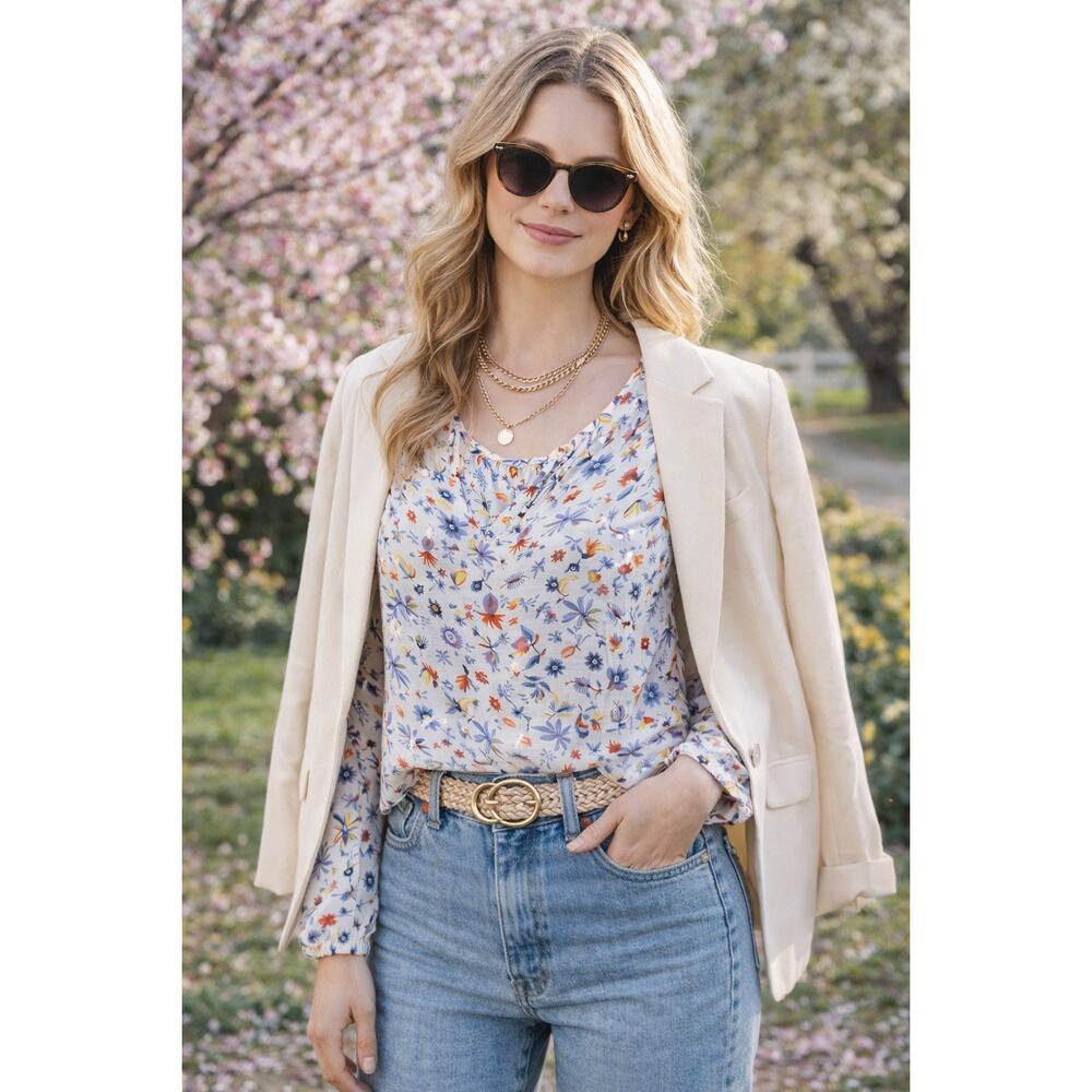 GAP Large Boho Floral Cottagecore‎ Romantic Peasant Spring Chic Top